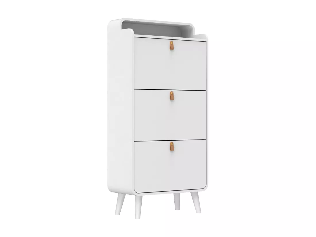 Haobosic - Armoire à chaussures avec 3 tiroirs rabattables, meuble de rangement pour entrée, étagère étroite avec compartiment supérieur,blanc