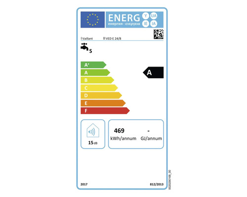 Vaillant VED E 24/8 Comfort Doorstroomverwarmer, Drukvast, Elektronisch, 24 kW