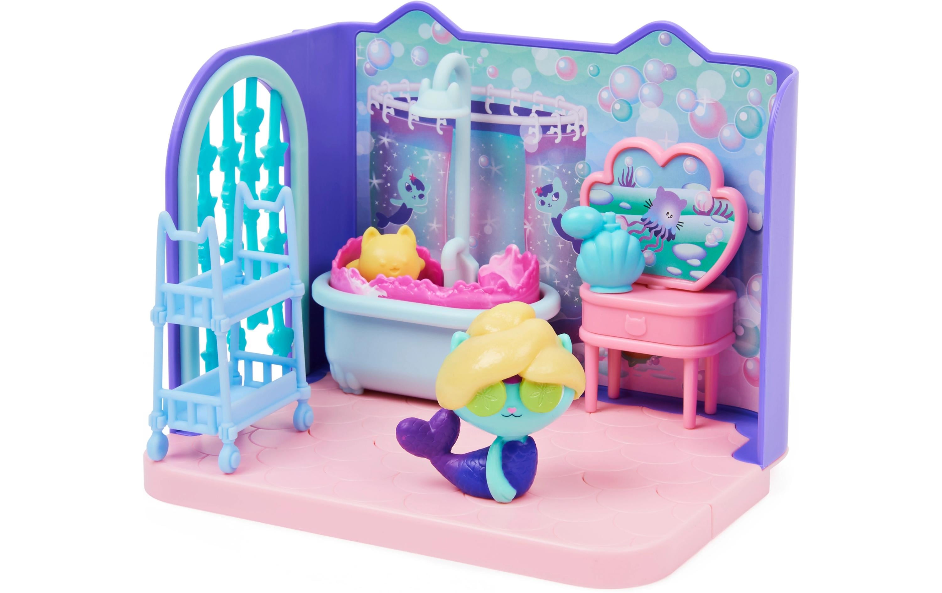 Gabby's Dollhouse MerCats Badezimmer Deluxe RoomsDetailgetreues Verwöhnbad Deluxe und Meerjungfrau-Katzenfigur