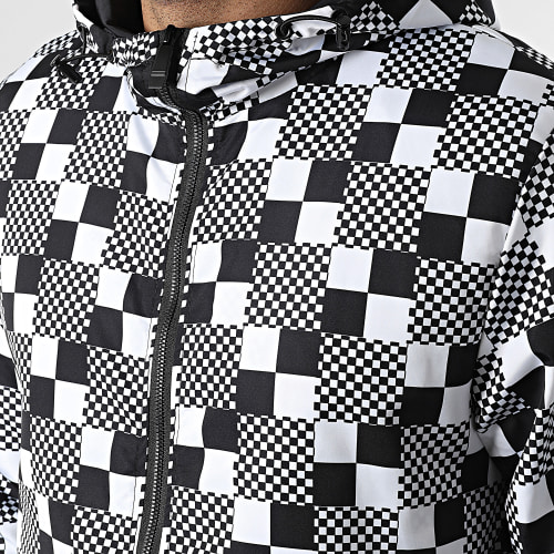 Veste Zippée Capuche A Carreaux XP124 Blanc Noir