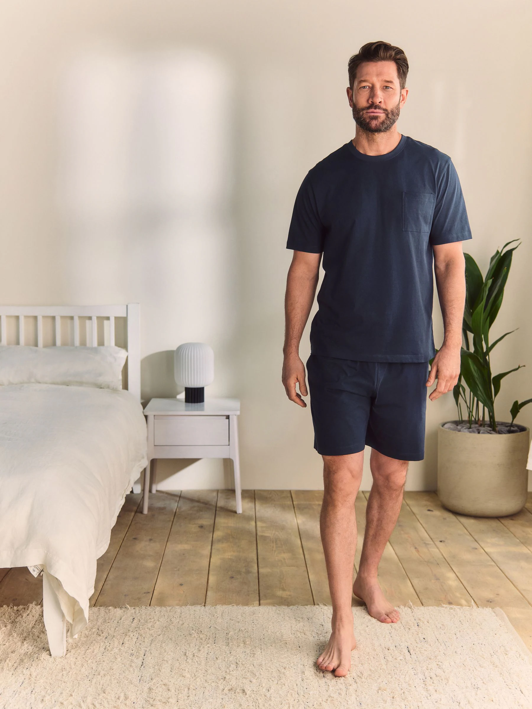 Donkerblauw - Korte jersey pyjamaset