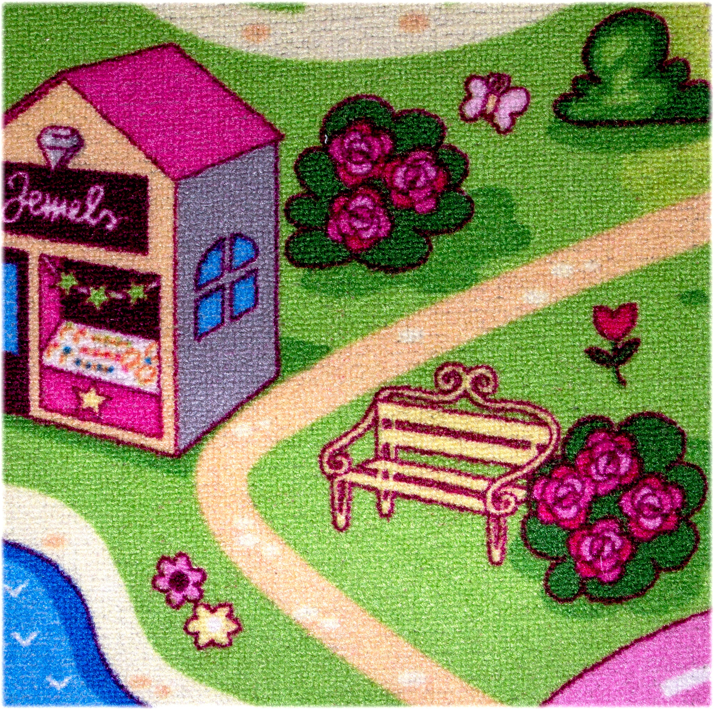 Andiamo Teppichboden »Sweet Towny, Schlinge, Made in Belgium« rechteckig 6,5 mm Höhe bedruckt, Spielteppich, Breite 400 cm, Motiv Strasse, Kinderzimmer