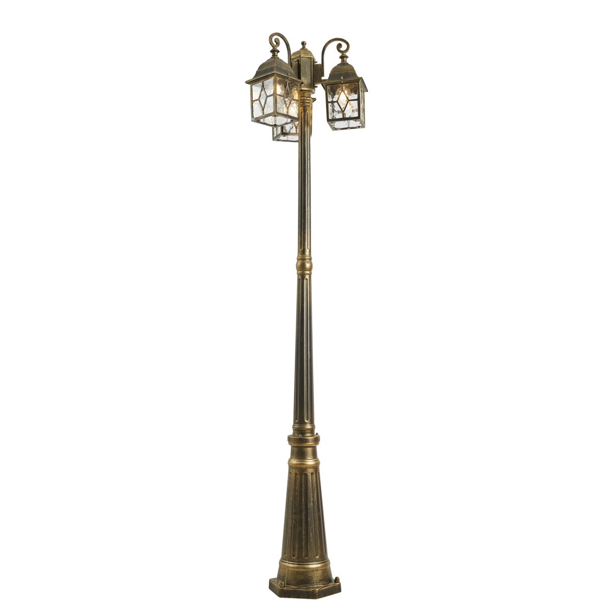 Klassieke buiten lantaarn antiek goud met helder glas 198cm IP44 - London