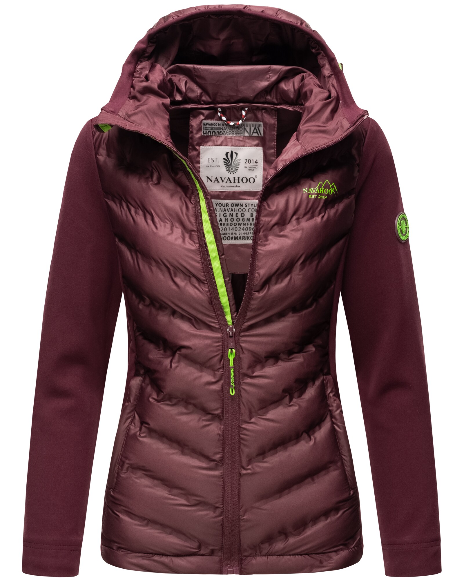 NAVAHOO Damen Stylische Outdoorjacke Übergangsjacke mit Kapuze Nimm-Mich-Mit