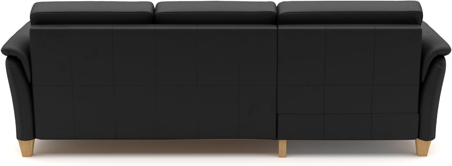 CAVADORE Leder-Eckcouch Palera mit Longchair / Landhaus-Sofa mit Federkern, Bettfunktion + Bettkasten / 244 x 89 x 163 / Leder Schwarz