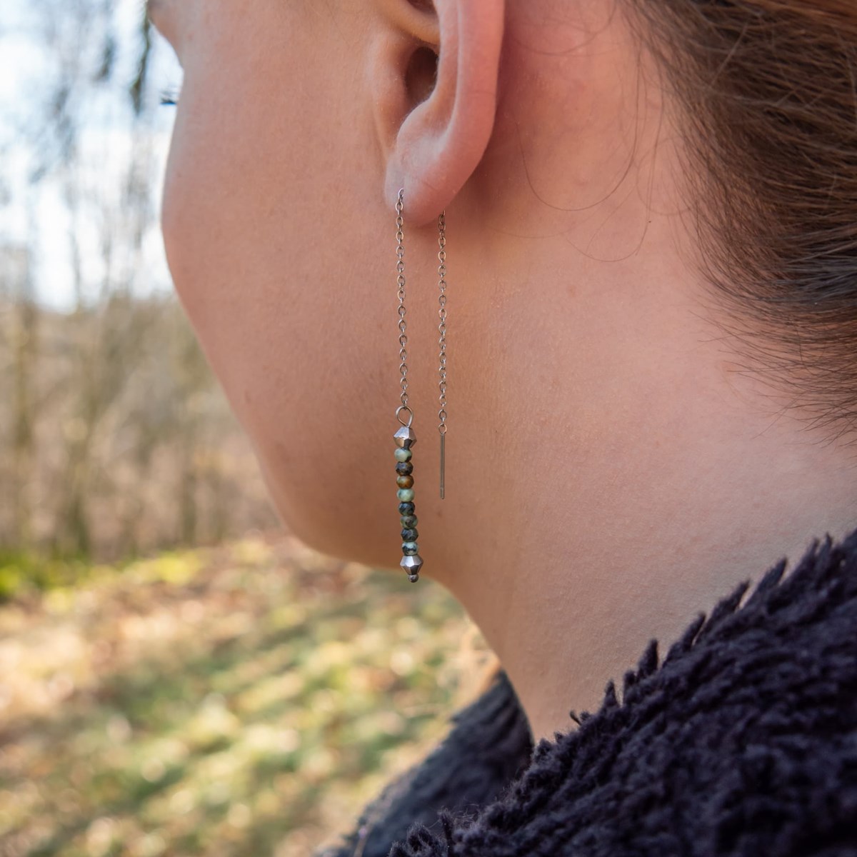 Collier, bracelet et boucles d'oreilles Lumia en pierres Turquoise Africain