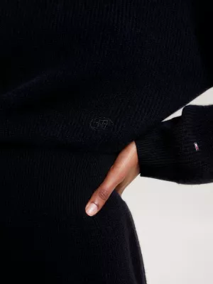 Vestido suéter de lã cashmere com monograma TH