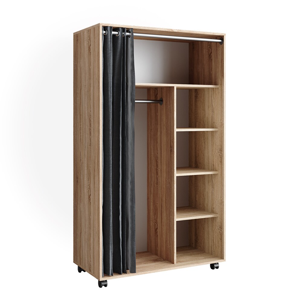 Vicco mobiler Kinderkleiderschrank Dielenschrank Garderobe Doros Sonoma modern 100 x 168 cm offen rollbar