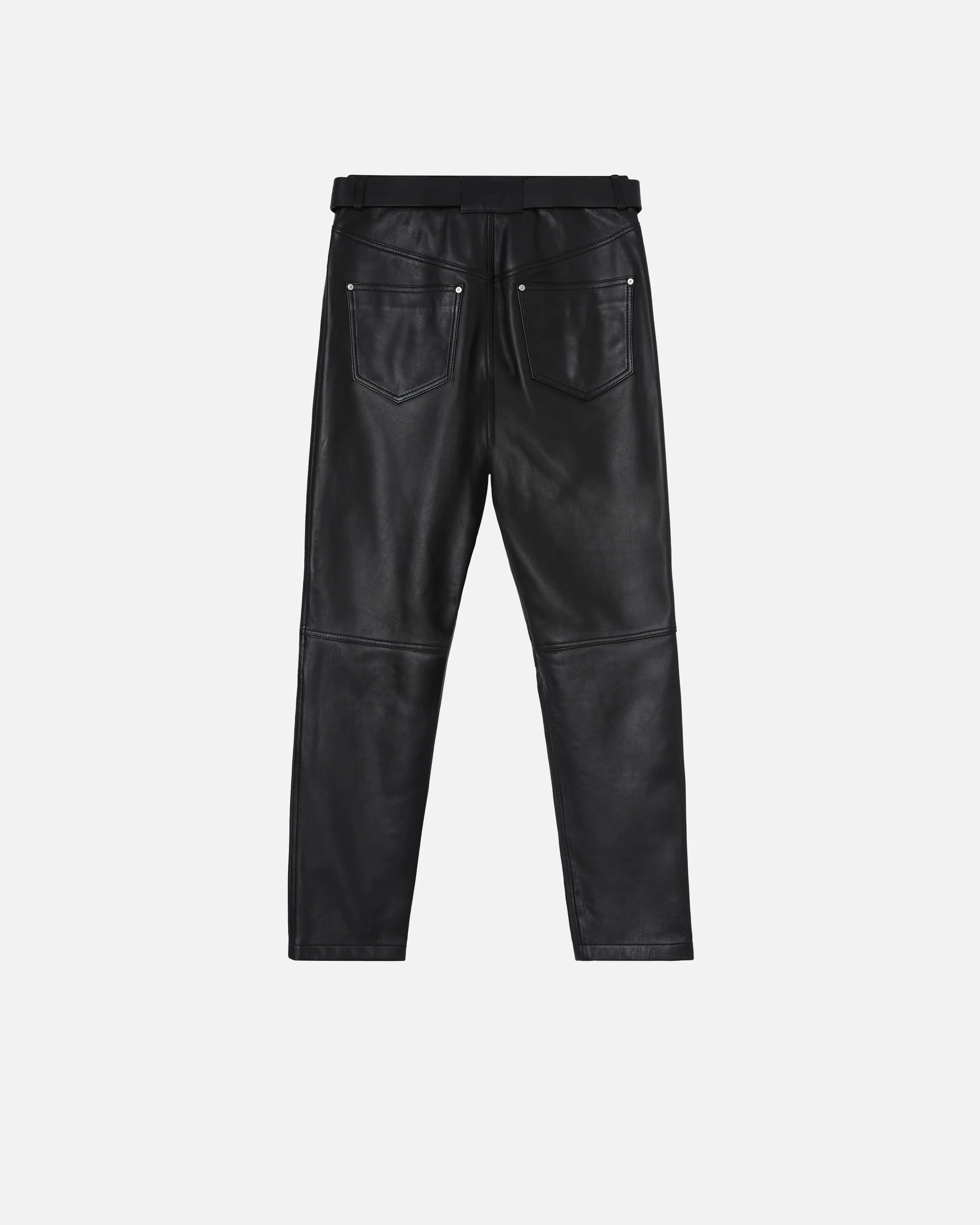 Pantalon long ceinturé nappa | Noir