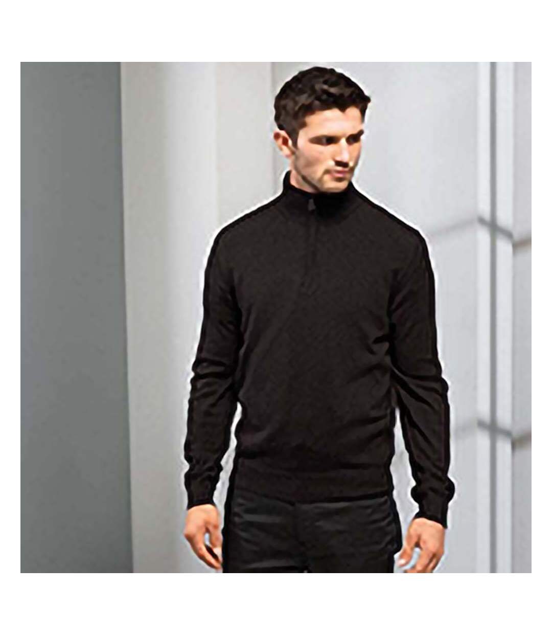 Premier - Pull tricoté à col zippé - Homme (Noir) - UTRW5590