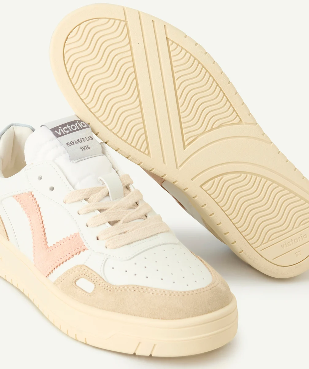 VICTORIABASKETS BLANCHES AVEC DÉTAILS ROSE ET BLEU