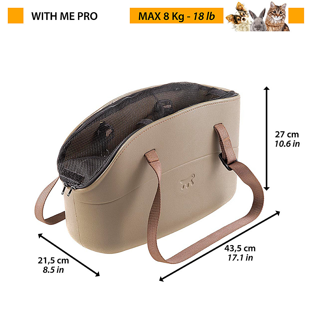 Sac pour petits animaux with me pro max 8 kg, réseau de protection et poignées réglables