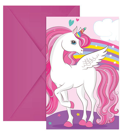 Decorata Party Einladungen - 6er-Pack - Unicorn Rainbow Farben