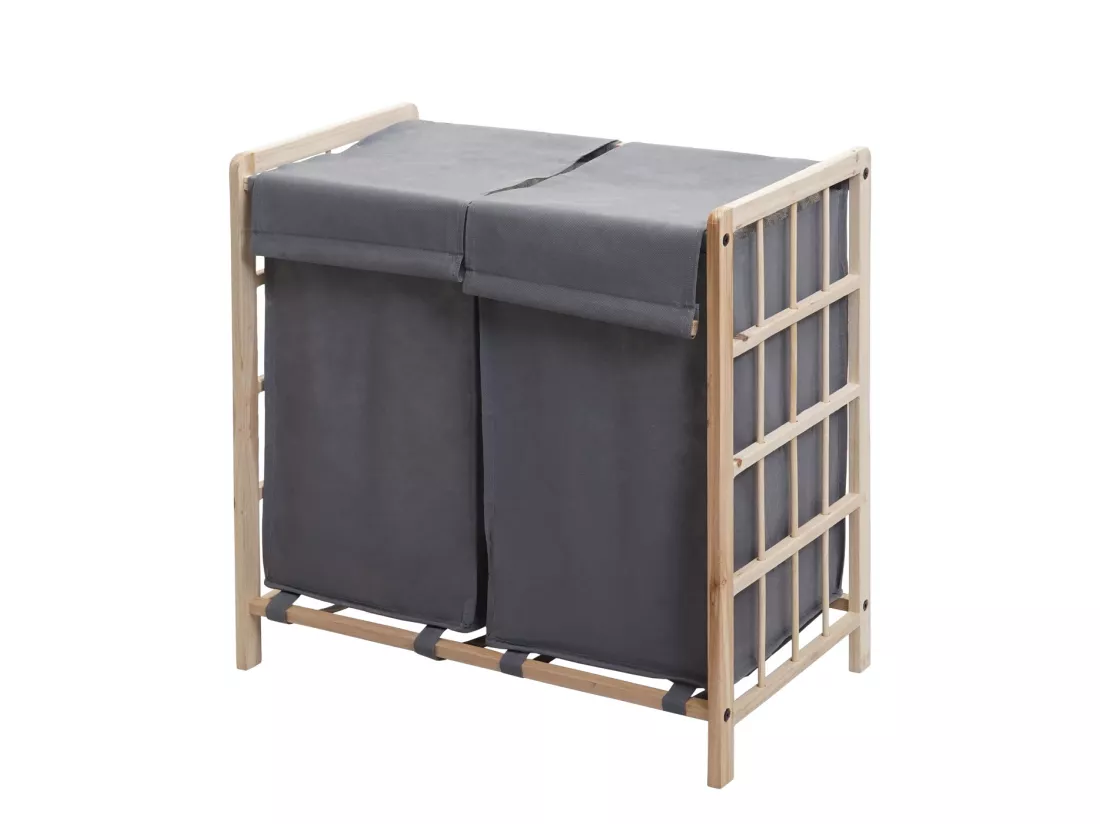 Collecteur de linge MCW-B60, brun clair, couvercle gris