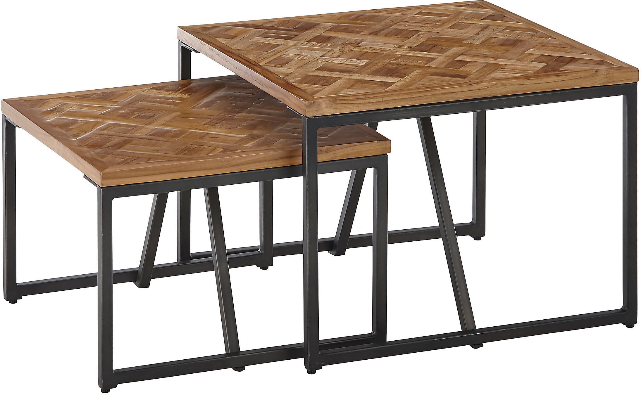 Stolkom Couchtisch »Lola« 2-er Set Massivholz Teak recycelt mit Muster