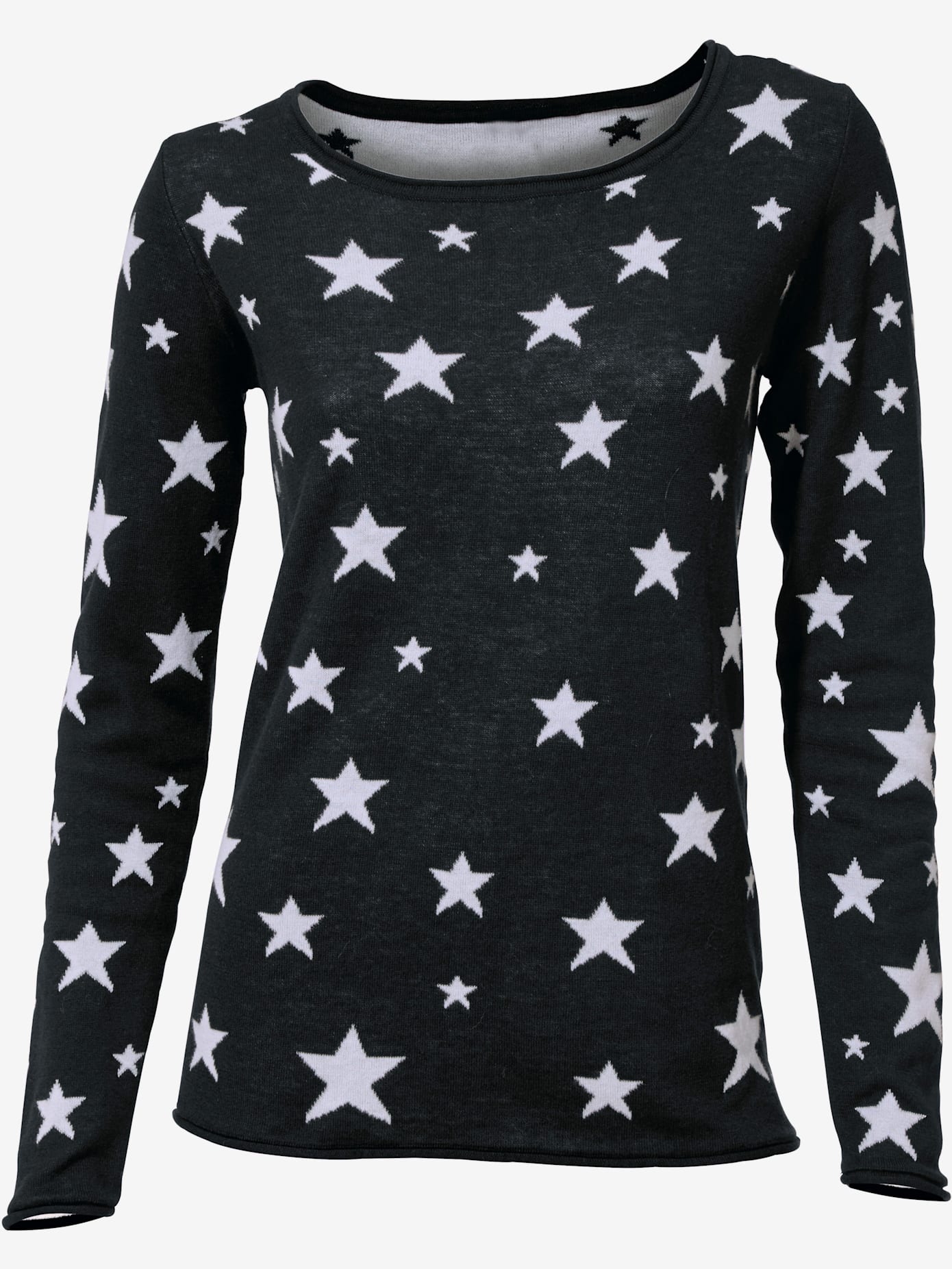 Pull col rond imprimé étoiles tendance