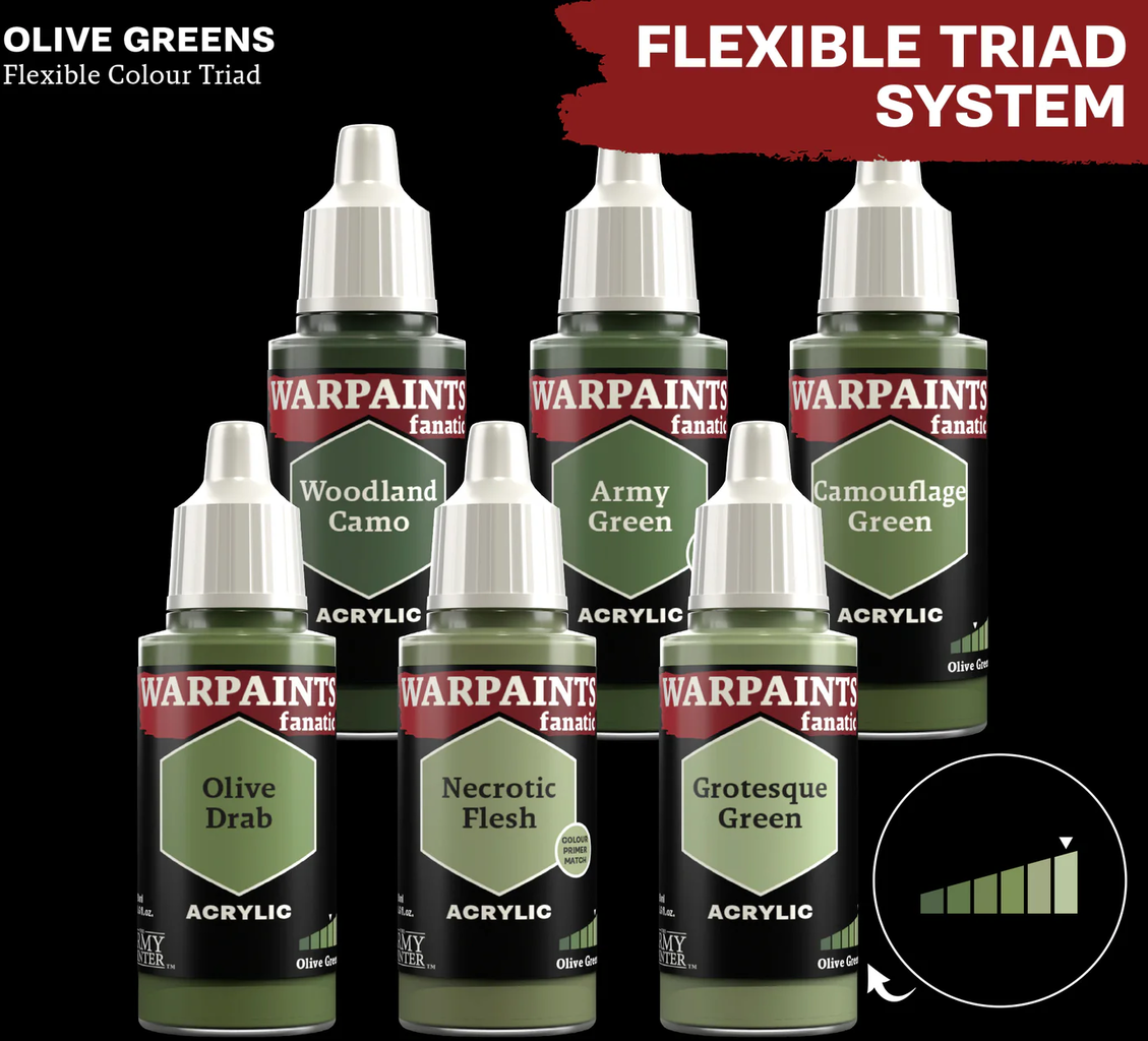 The Army Painter  Warpaints Fanatic: Olive Greens, Woodland Camo (18 ml)    Erdige Töne für authentische Details