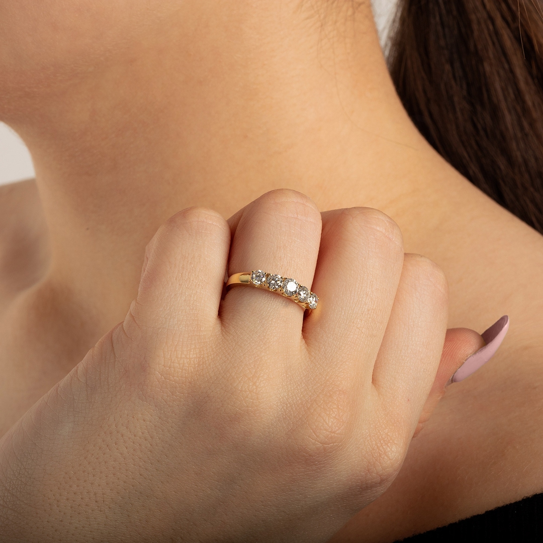Damenring 750/18 K Gelbgold mit Diamanten 1.00 ct H/si