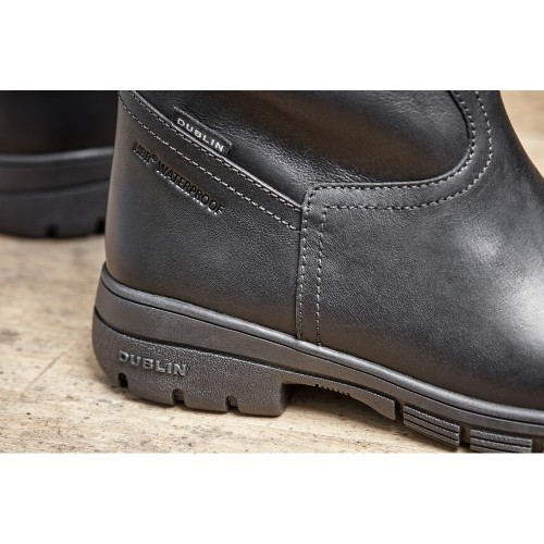 Botas unissex para adultos em couro granulado River, pretas.