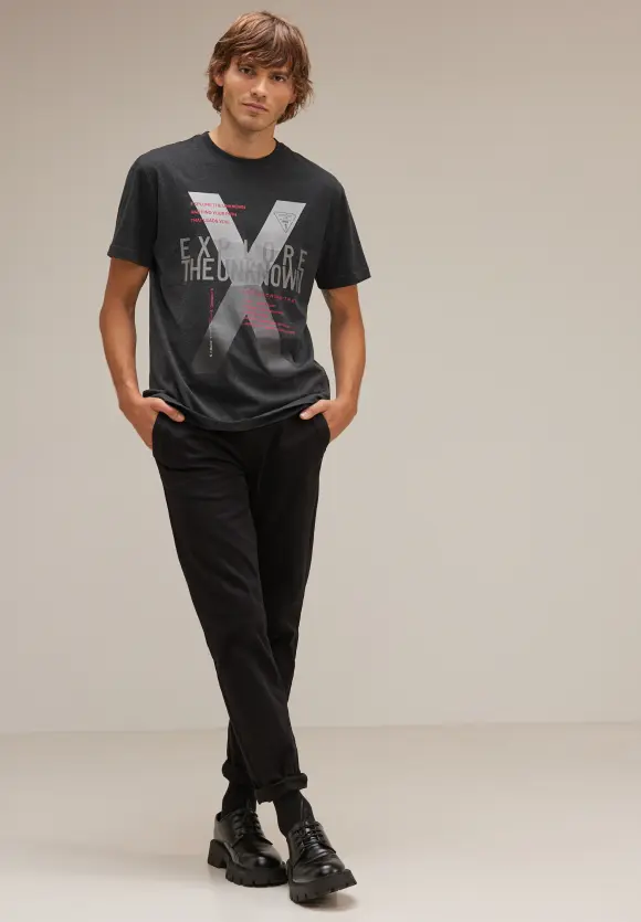 T-Shirt mit Frontprint - anthra grey melange