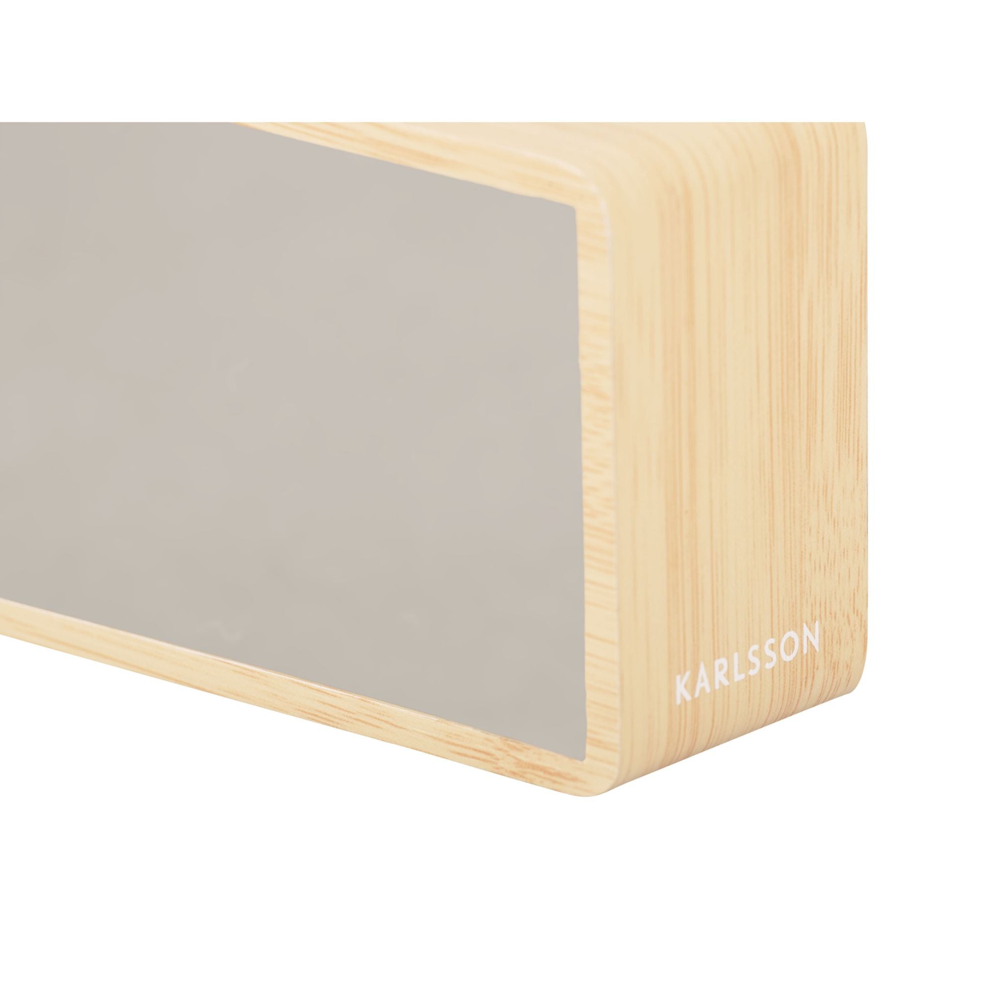 Karlsson - Alarm clock Silver Mirror LED light wood veneer