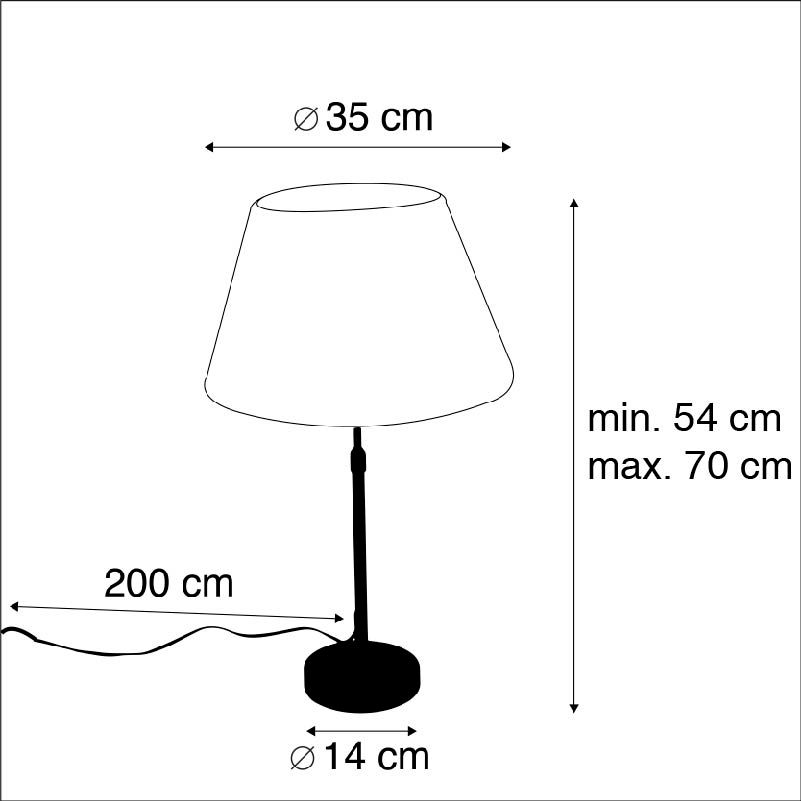 Bronze tafellamp met plisse kap wit 35cm - Parte