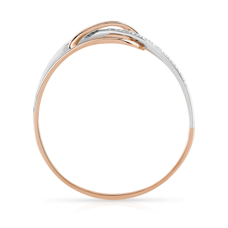 Bague or 375 rose rhodié noeud