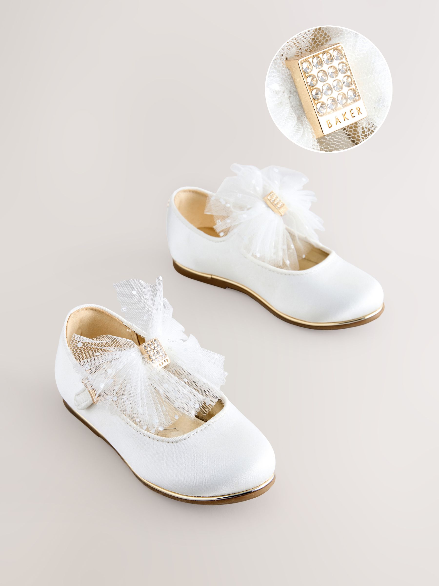 Ivoor - Baker By Ted Baker Mary Jane gelegenheidsschoenen met strik voor meisjes