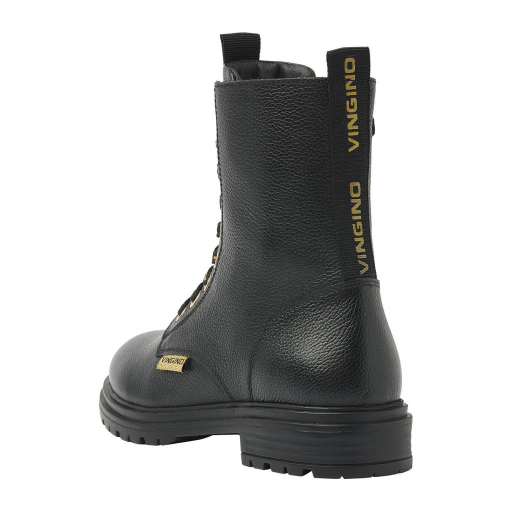 Vingino Julialeren veterboots zwart