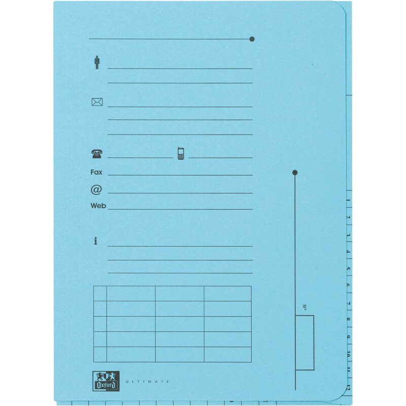 Chemise index OXFORD 23,5 x 31,5 cm couleurs assorties vives  - Paquet de 25
