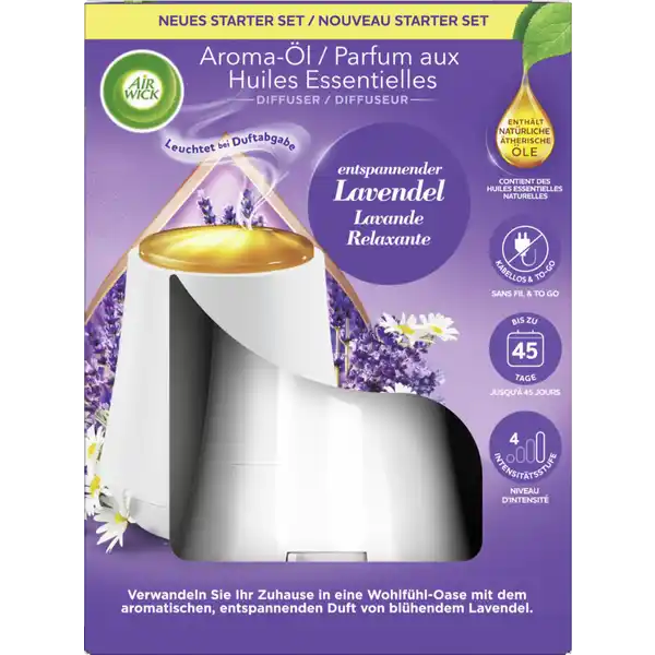 Fühl dich wohl Aroma-Öl Diffuser Entspannender Lavendel Starter-Set