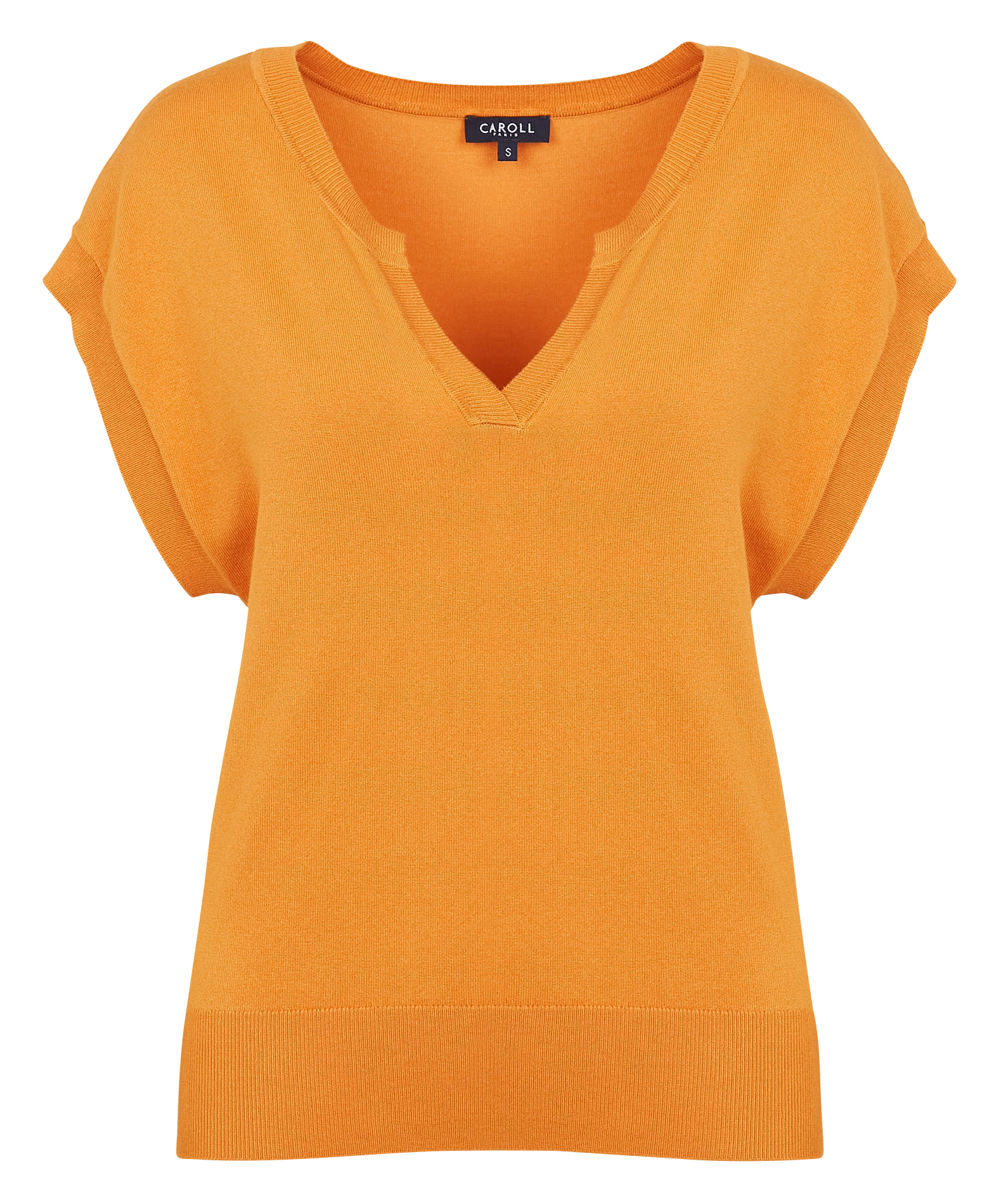 MELINE - Pull col tunisien sans manches| Marron