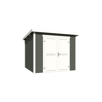 Tuinhuis Mila vurenhout groen/wit 250 x 250 cm