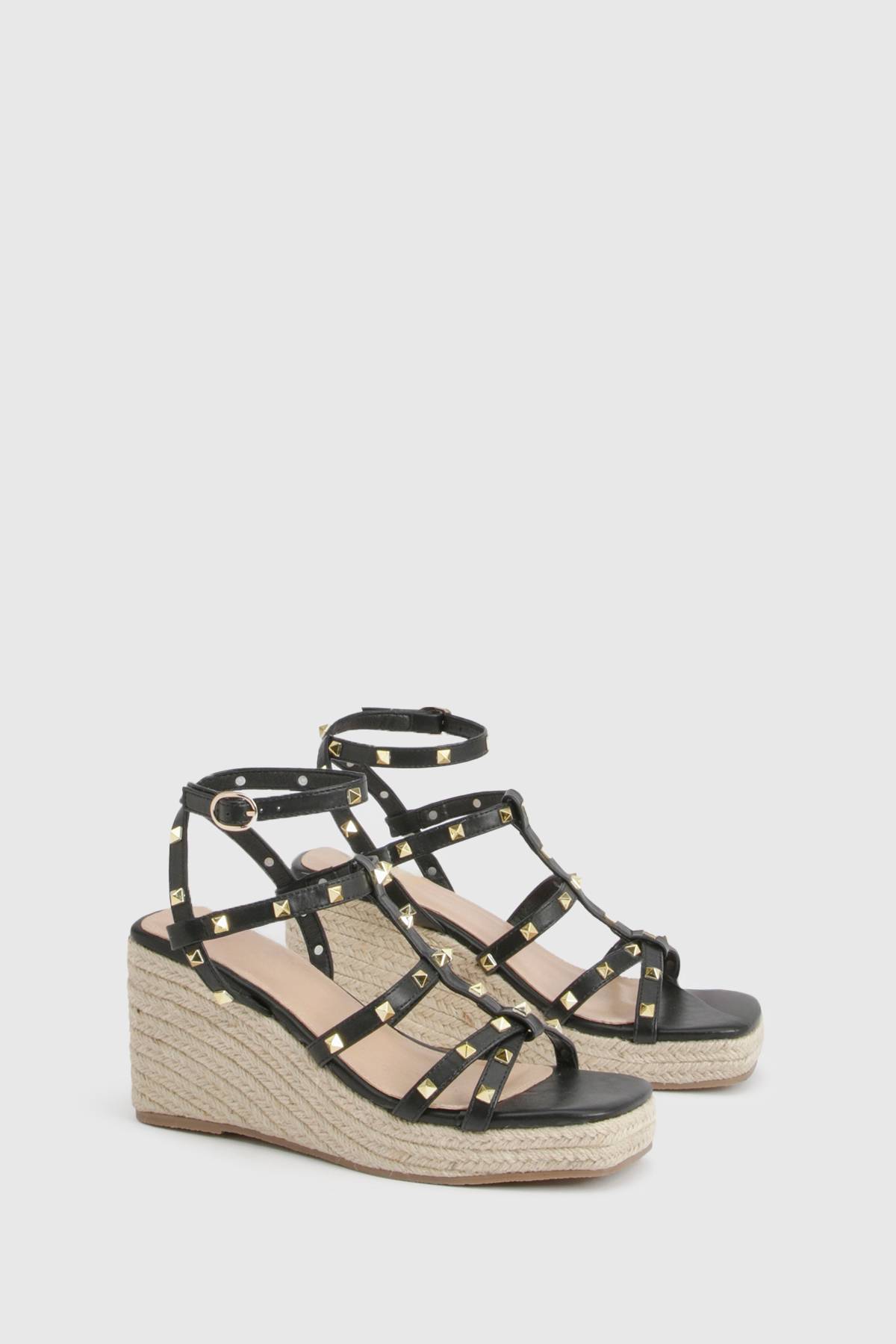 boohoo Sandales Compensées Cloutées Style Gladiateur