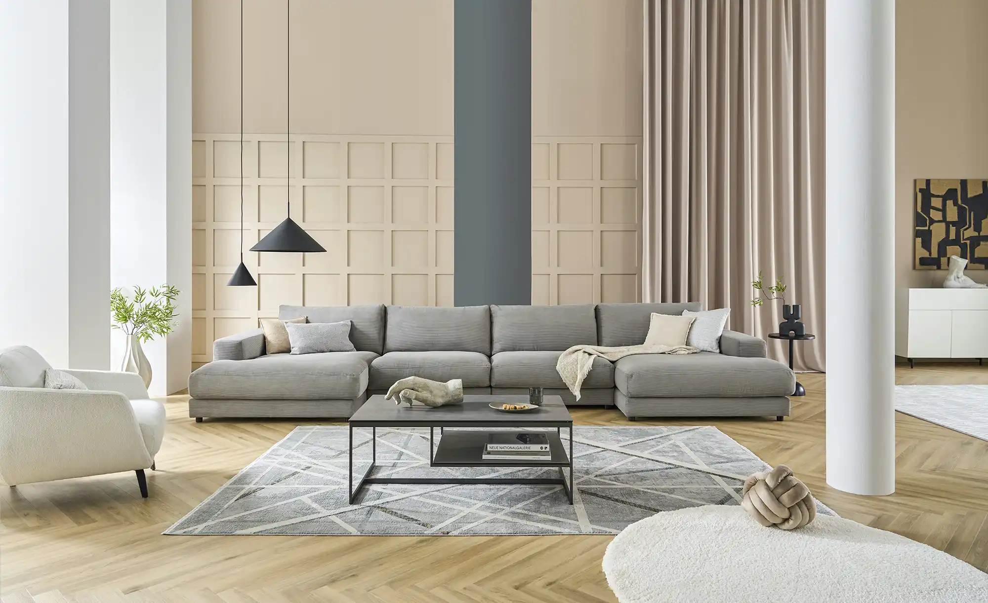 Jette Home Element Ottomane links in Feincord Sila