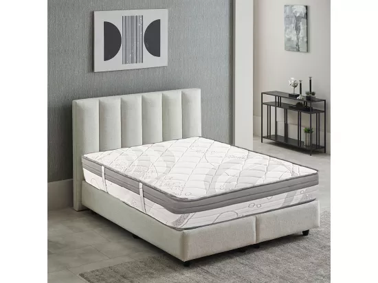Matelas PERLA Queen Size 160x200 cm, à ressorts ensaché, en mousse haute densité, Soutien ferme, Indépendance du Couchage, face été/hiver, épaisseur 26 cm
