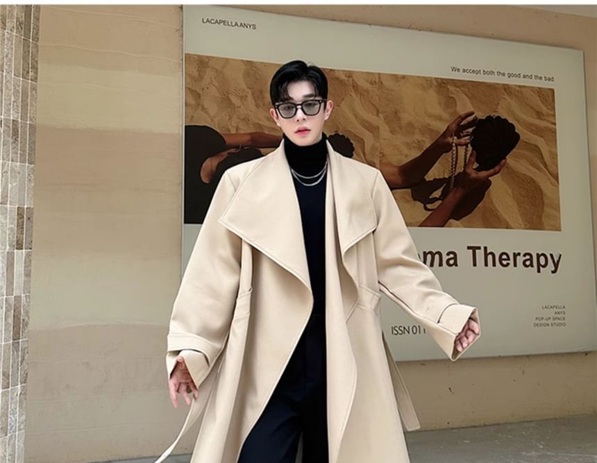 Adotuastic - Reverskraag Effen Lange Trenchcoat