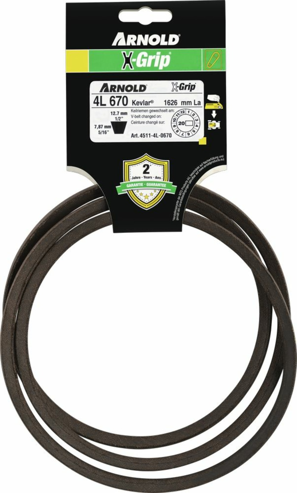 Courroie trapézoïdale x-grip v de type 4l670