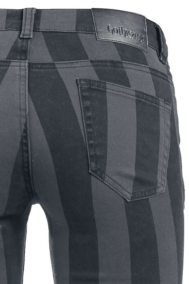 Pantalon Rayé Grace Noir/Gris | Gothicana by EMP Pantalon en toile