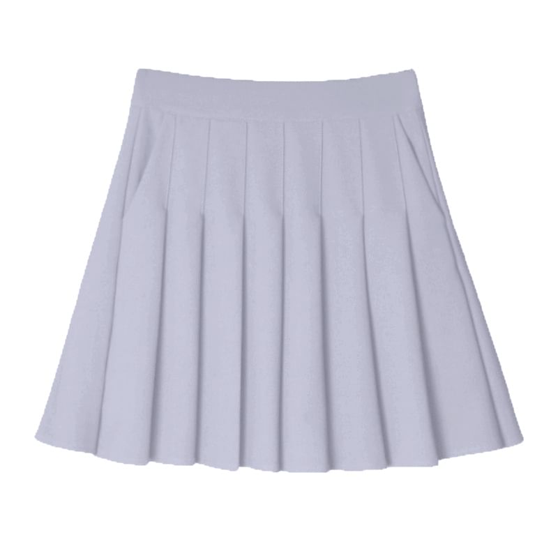 Woohan - Hoge taille effen mini geplooide rok
