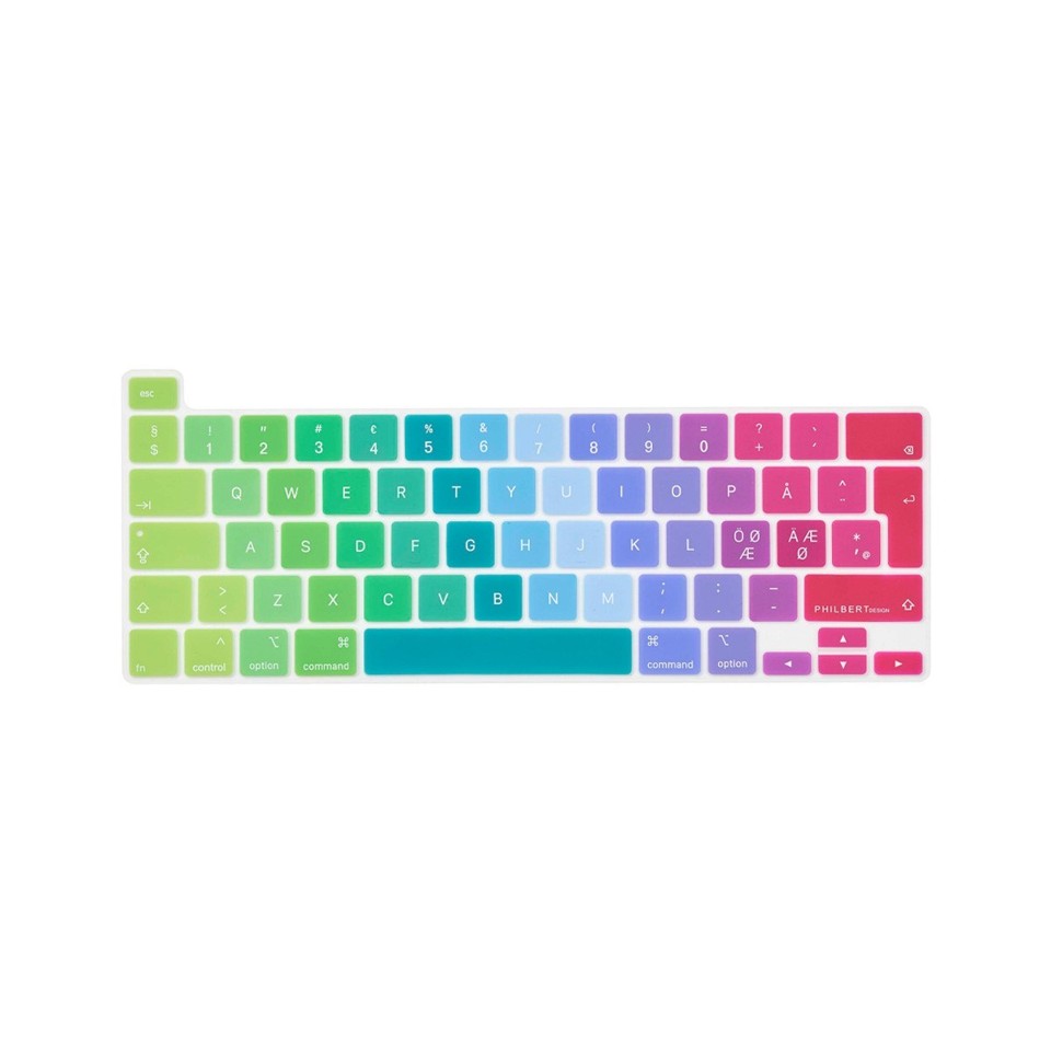 Philbert - Keyboard cover - Scandinavian letters - MacBook Pro 13” M1-M2 2020/2022 and 16 2019 - Rainbow