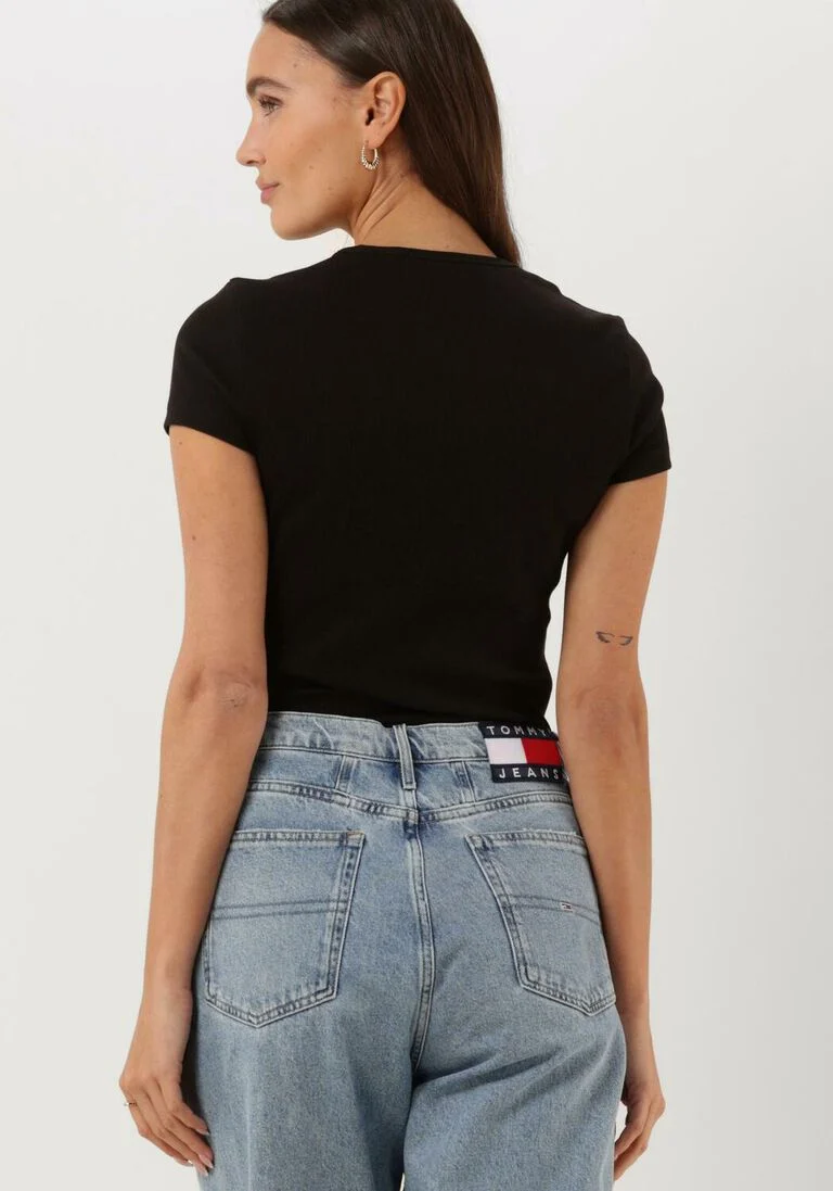 TOMMY JEANS zwarte tommy jeans t-shirt tjw bby essential rib ss
