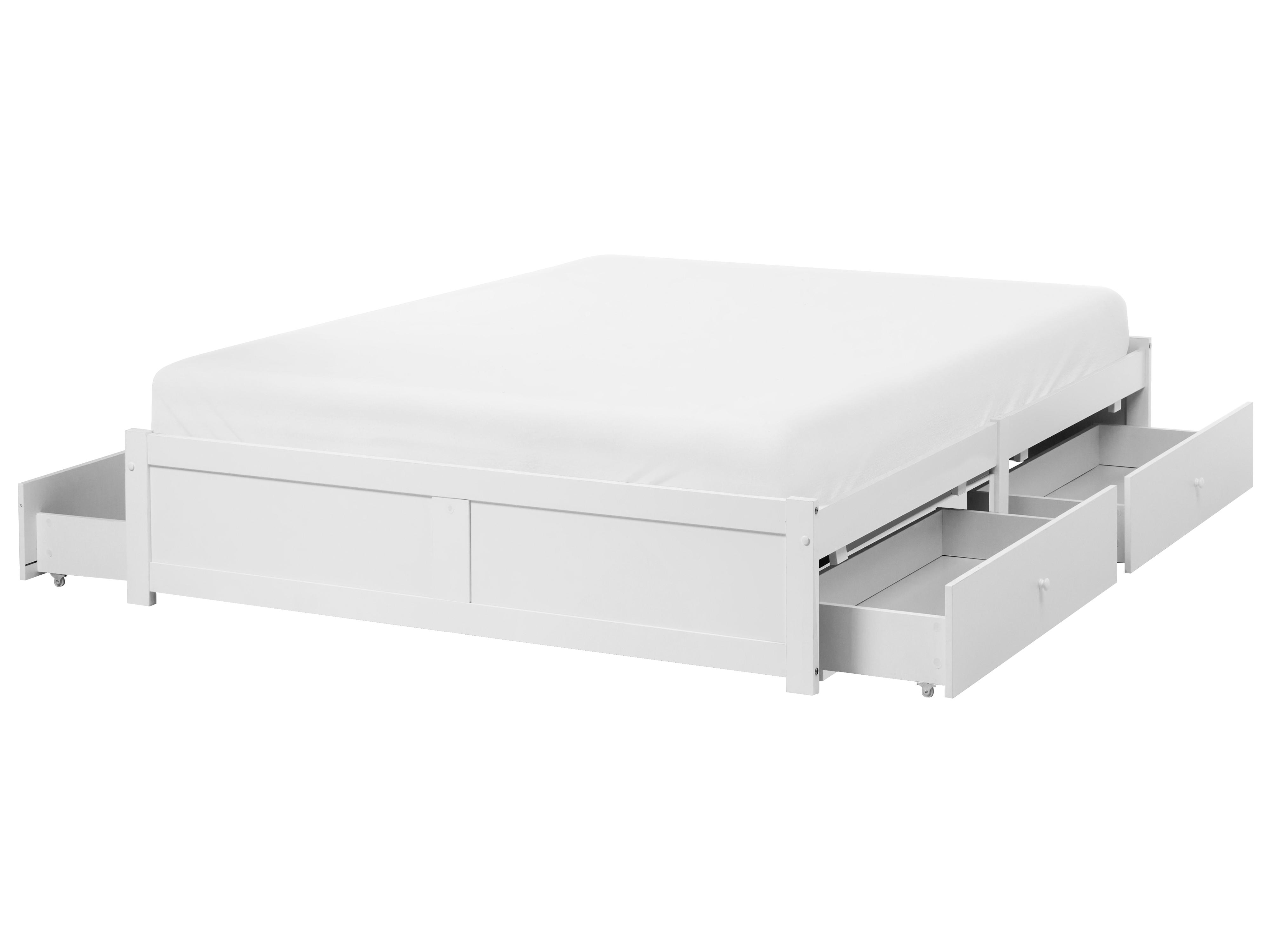Bed met opbergruimte zonder hoofdbord BRUX 180 x 200 cm Wit