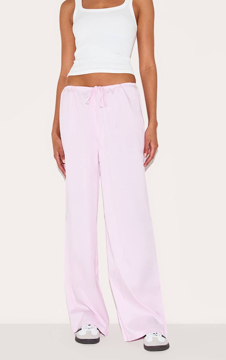 Rose Pantalon À Fines Rayures Taille Basse Avec Cordon De Serrage