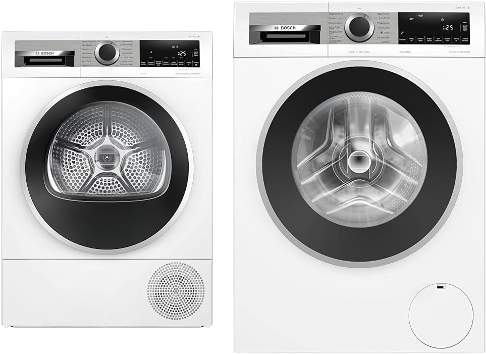 Bosch Wärmepumpentrockner für 8 kg Wäsche, Serie 6, A+++, 176 kWh/Jahr & WGG244140 Waschmaschine Serie 6, Frontlader mit 9kg Fassungsvermögen