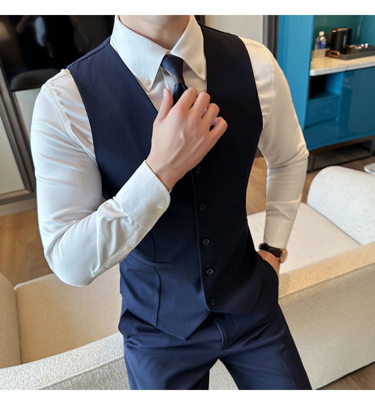 Blueforce - Set: effen enkelrijs vest + cropped taps toelopende pantalon