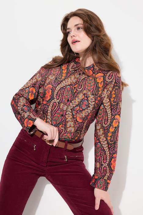 Hemdbluse, Mustermix, Hemdkragen, Langarm