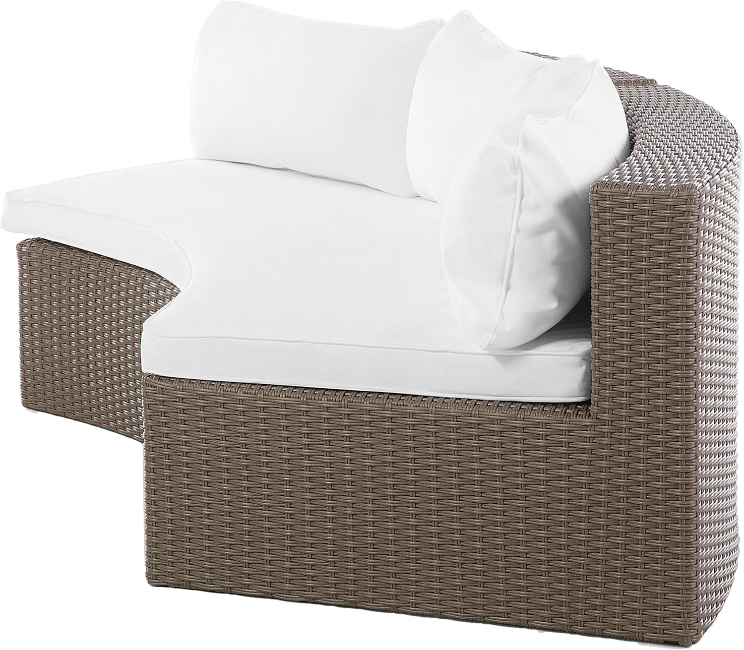 Beliani 9-Sitzer Lounge Set Rattan braun rund mit Auflagen weiß Couchtisch Severo