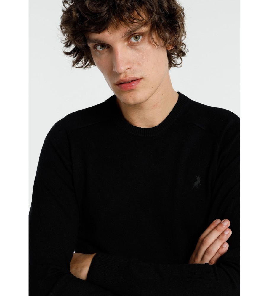 Camiseta básica de gola redonda Lois preta