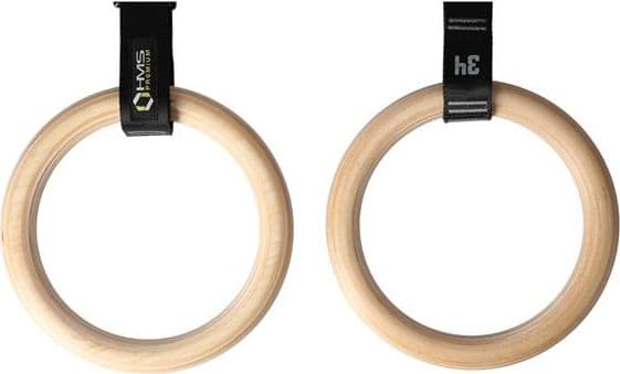 HMS Wooden Gymnastic Rings With Measure Carabiner TX08